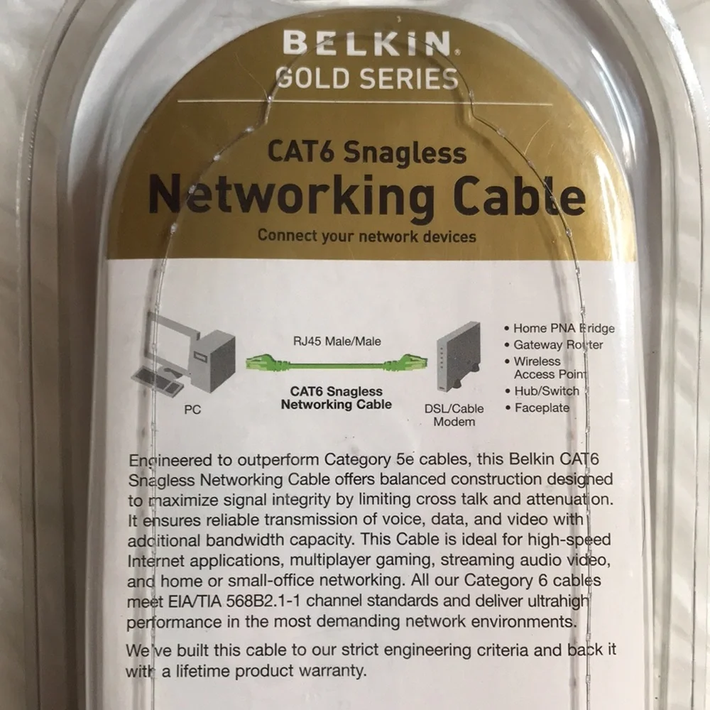 Belkin Networking cable cat6 Snagless Gold Series